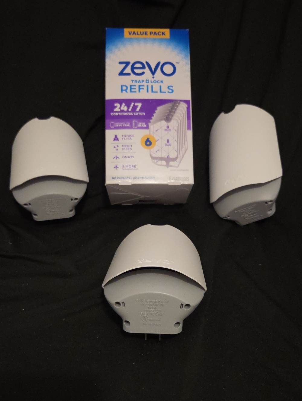 Zevo Trap & Block Refills Value Pack With 3 Light Gray/White Plug Ins